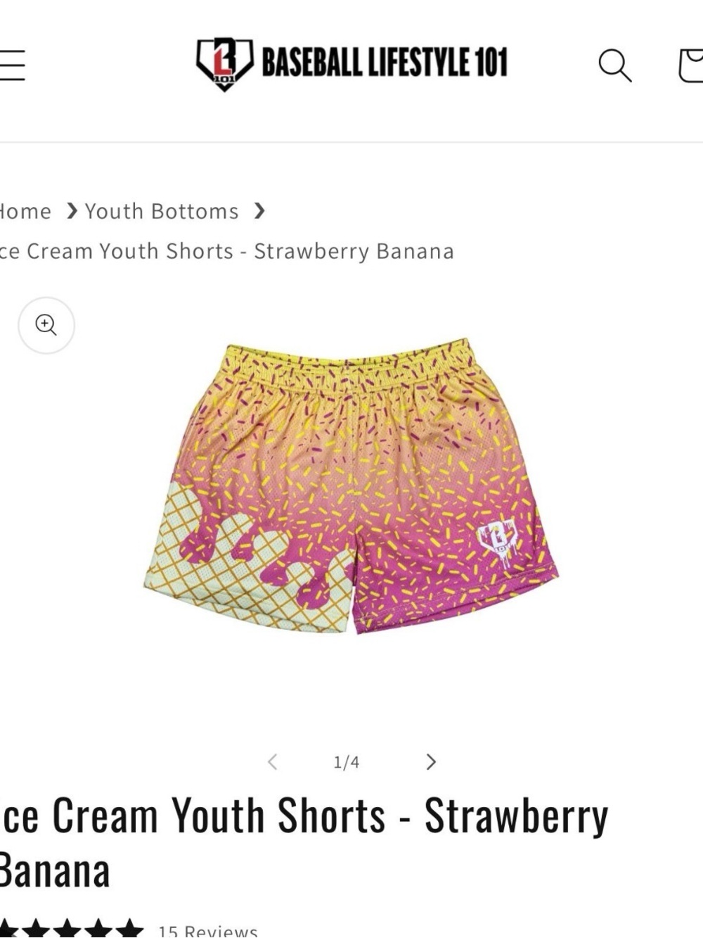 Baseball Lifestyle 101 Shorts - Strawberry Banana - Picture 2 of 4